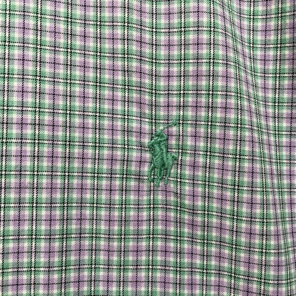 TWO Ralph Lauren XL long sleeve cotton button down dress shirts chambray check - Picture 2 of 13